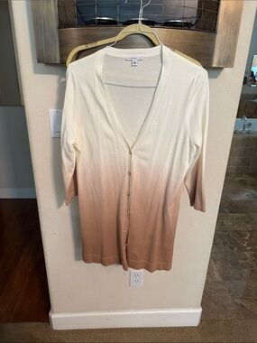 Isaac Mizrahi Ombre Cream to Brown Button-Front Cardigan